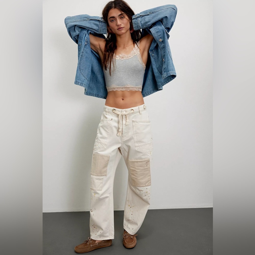 We The Free Moxie Pull-On Barrel Jeans /White